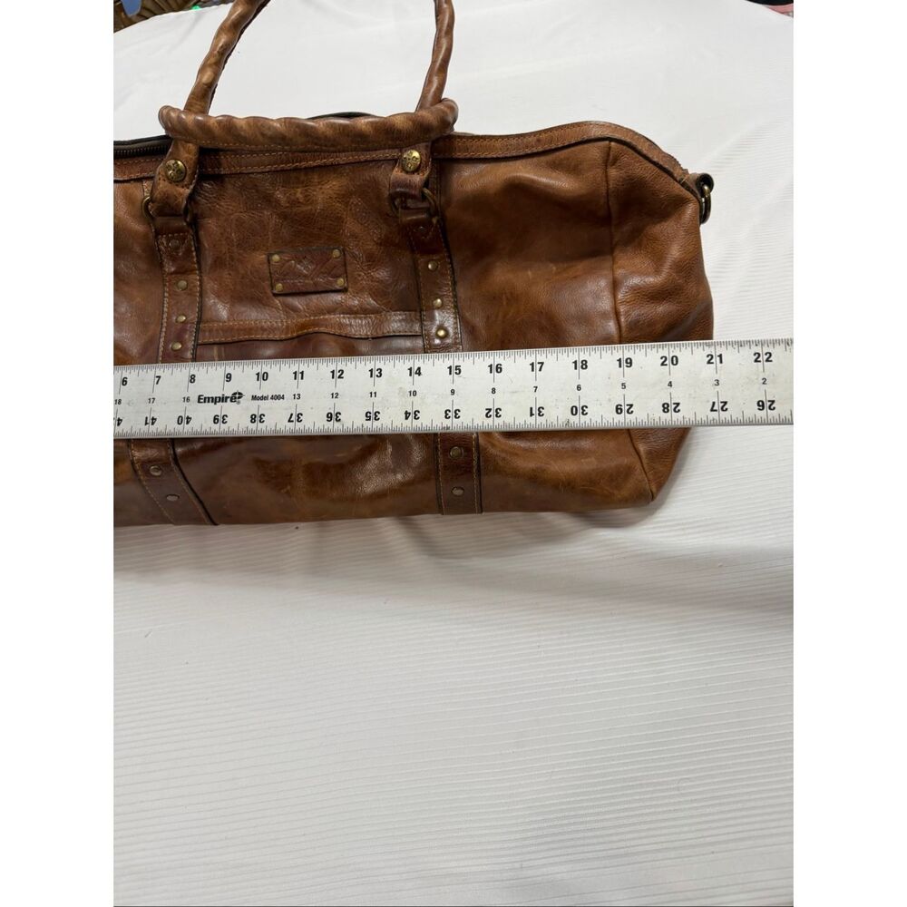 Patricia Nash Milano Distressed Brown Rugged Leather Carry On Duffle Bag - Picture 5 of 14
